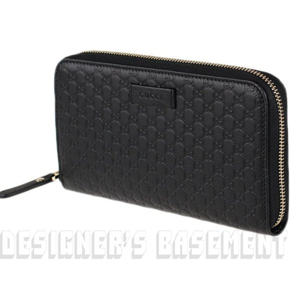 GUCCI black MICRO GUCCISSIMA GG leather Zip around checkbook Wallet Clutch Purse - Picture 5 of 5